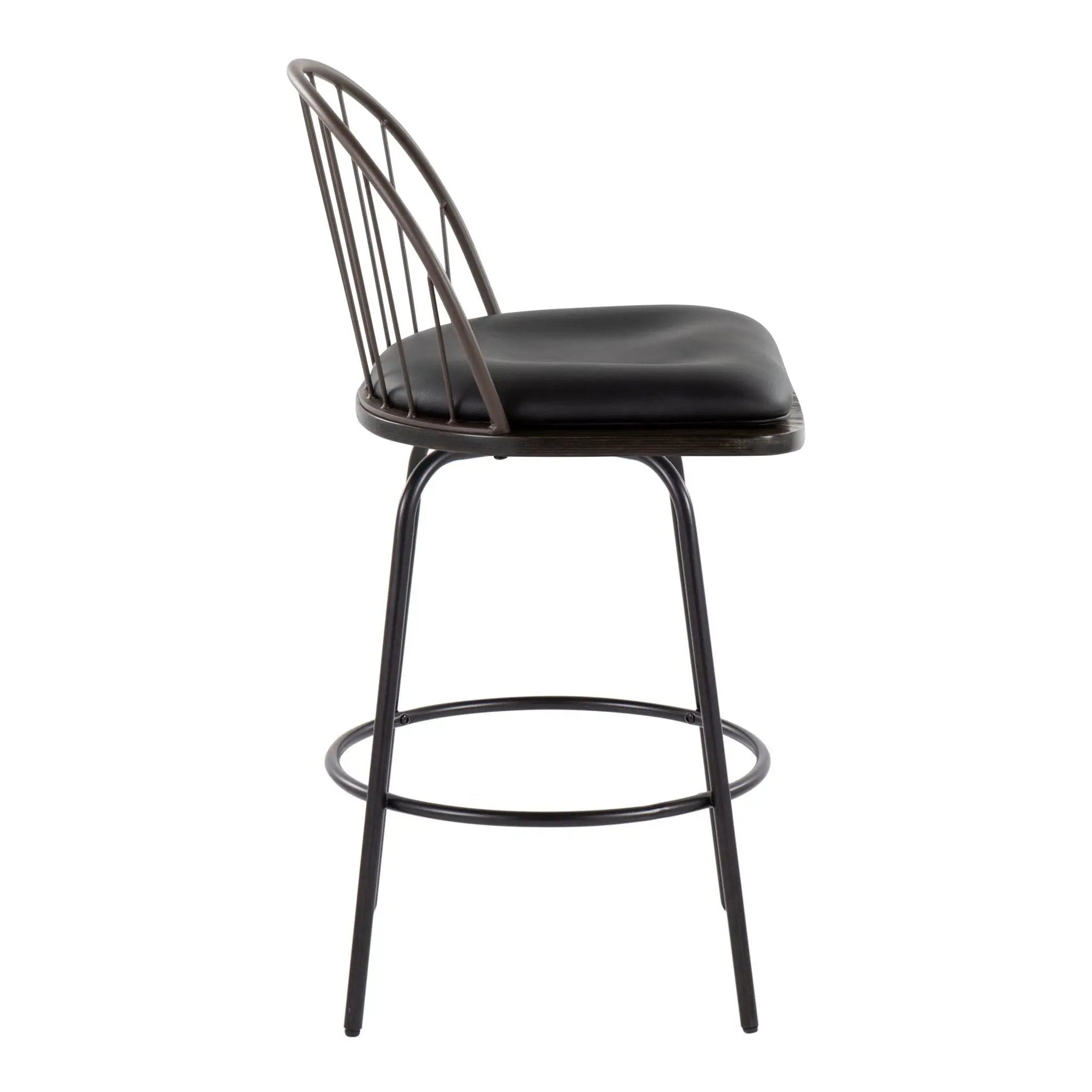 Riley - Claire Farmhouse Fixed Height Counter Stool With Swivel With Round Footrest (Set of 2) by HouseOfZazla