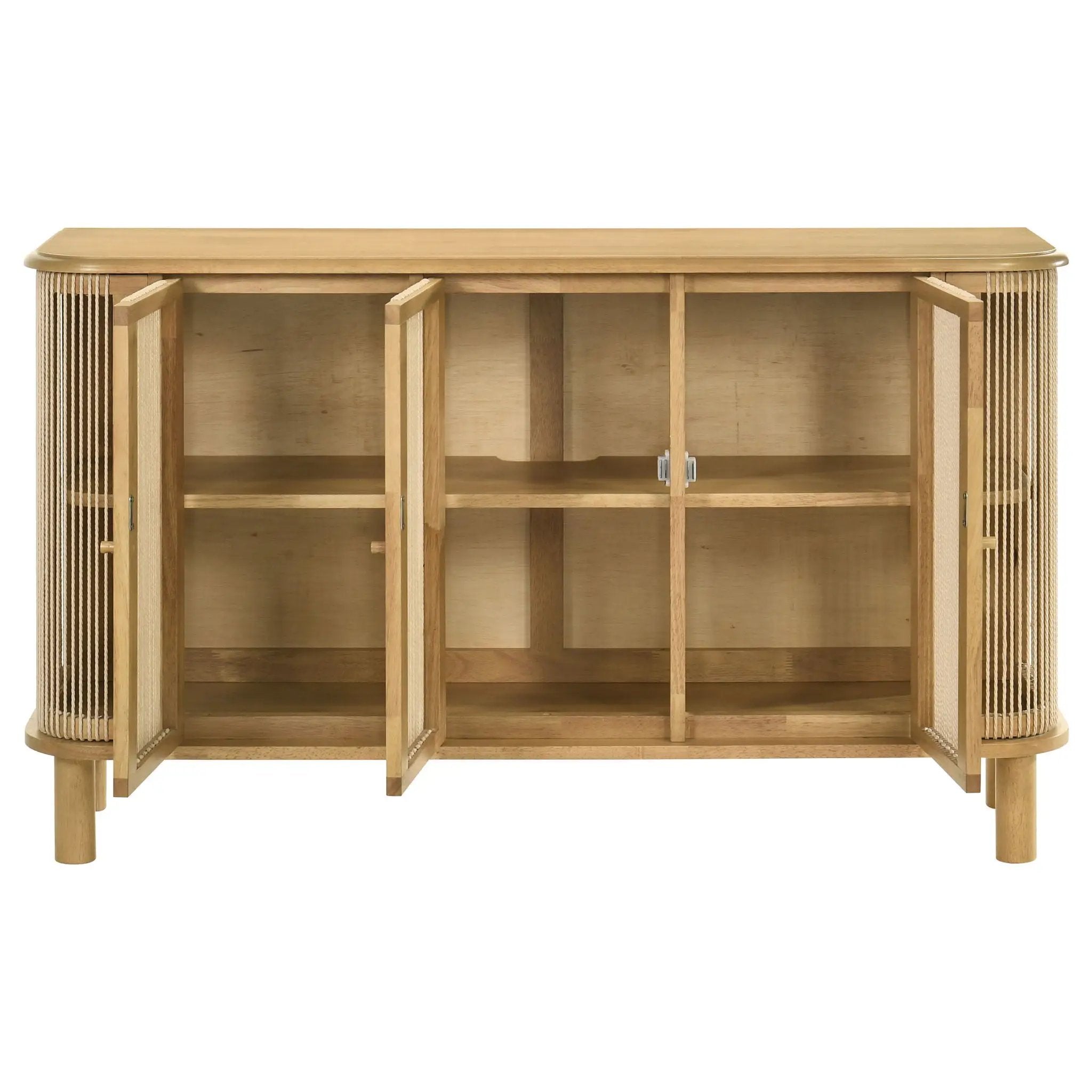 Ervine 3-Door Rope Panel Sideboard Accent Storage Cabinet Natural by Unique Piece Furniture