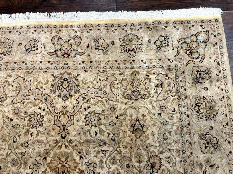 Pak Persian Rug 6x9, Vintage Handmade Wool Carpet, Floral, Beige by Jewel Rugs