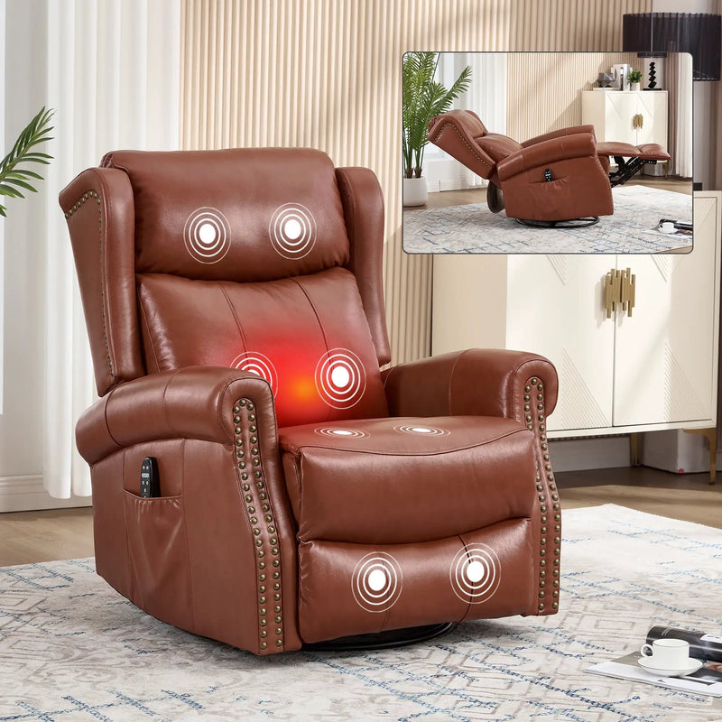 Heat Massage Manual Recliner Chair with Rocker and Swivel by HouseOfZazla
