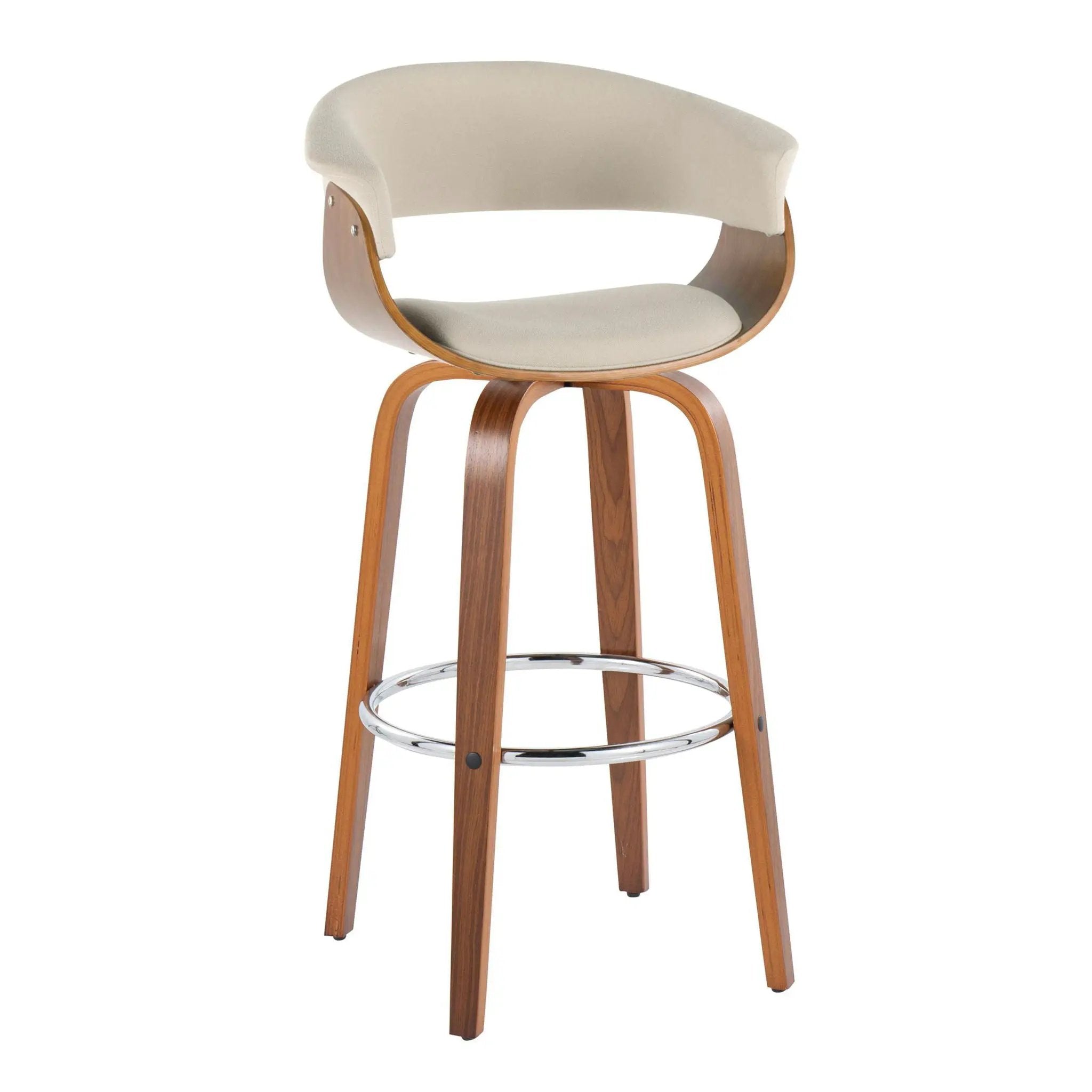 Vintage Mod - Mid Century Modern Fixed Height Barstool With Swivel With Round Footrest (Set of 2) by Unique Piece Furniture