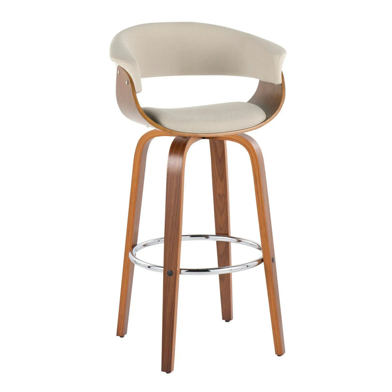 Vintage Mod - Mid Century Modern Fixed Height Barstool With Swivel With Round Footrest (Set of 2) by Unique Piece Furniture