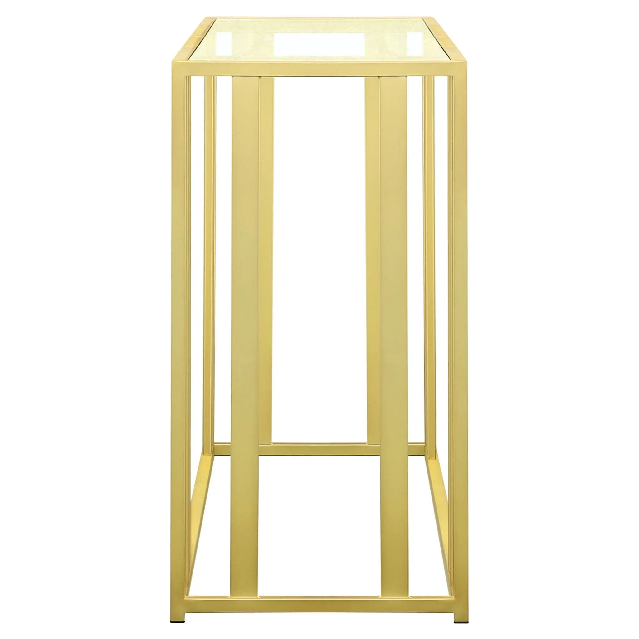 Adri Glass Top Entryway Console Table Matte Brass by Unique Piece Furniture
