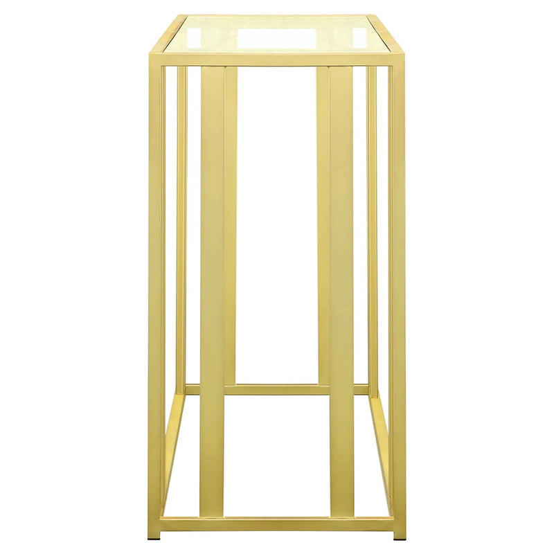 Adri Glass Top Entryway Console Table Matte Brass by Unique Piece Furniture