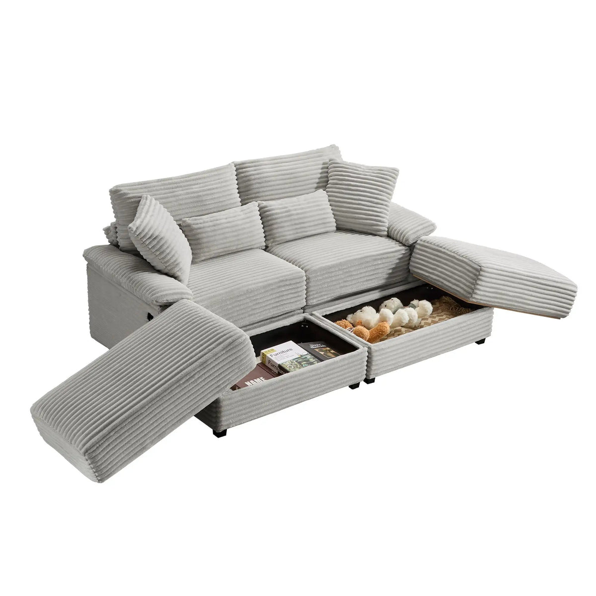 Double Chaise Lounge Set with Reversible Ottoman by HouseOfZazla