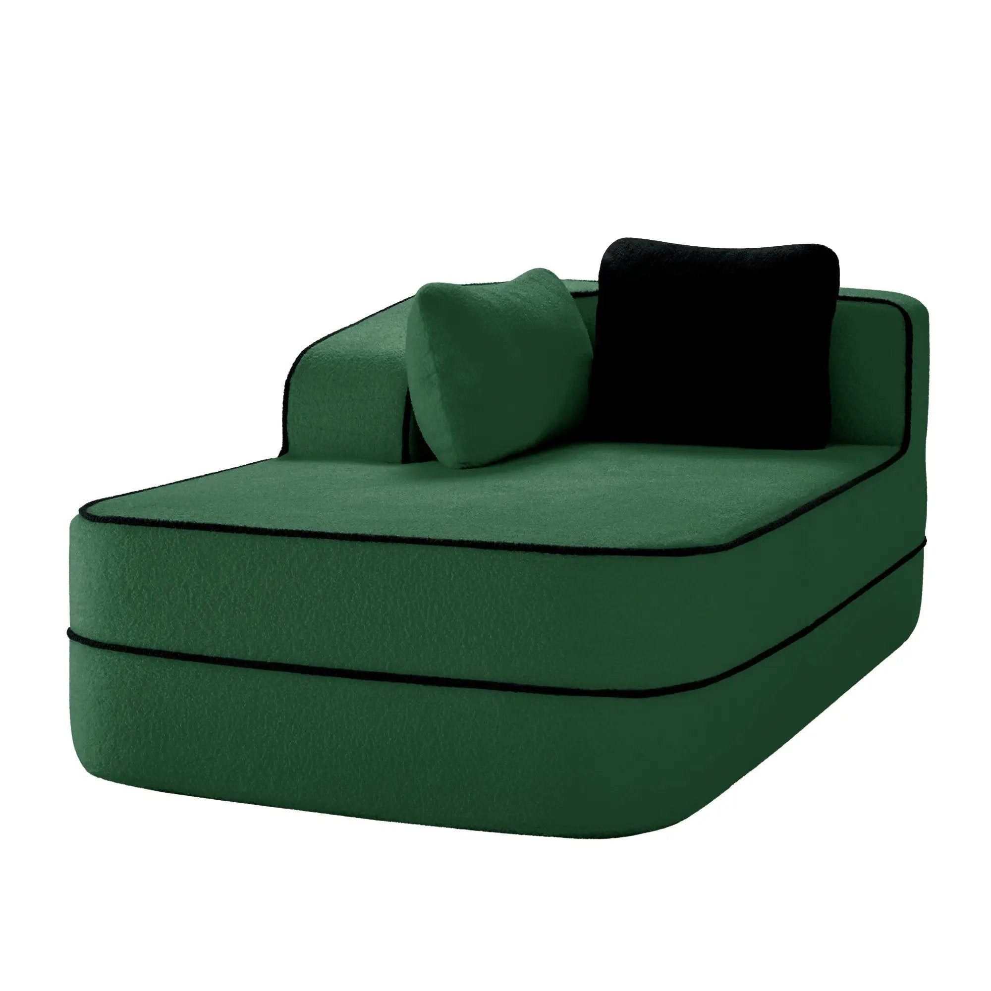 Elysees Left Chaise Sofa W/Pillows Teddy Fabric - Green by HouseOfZazla