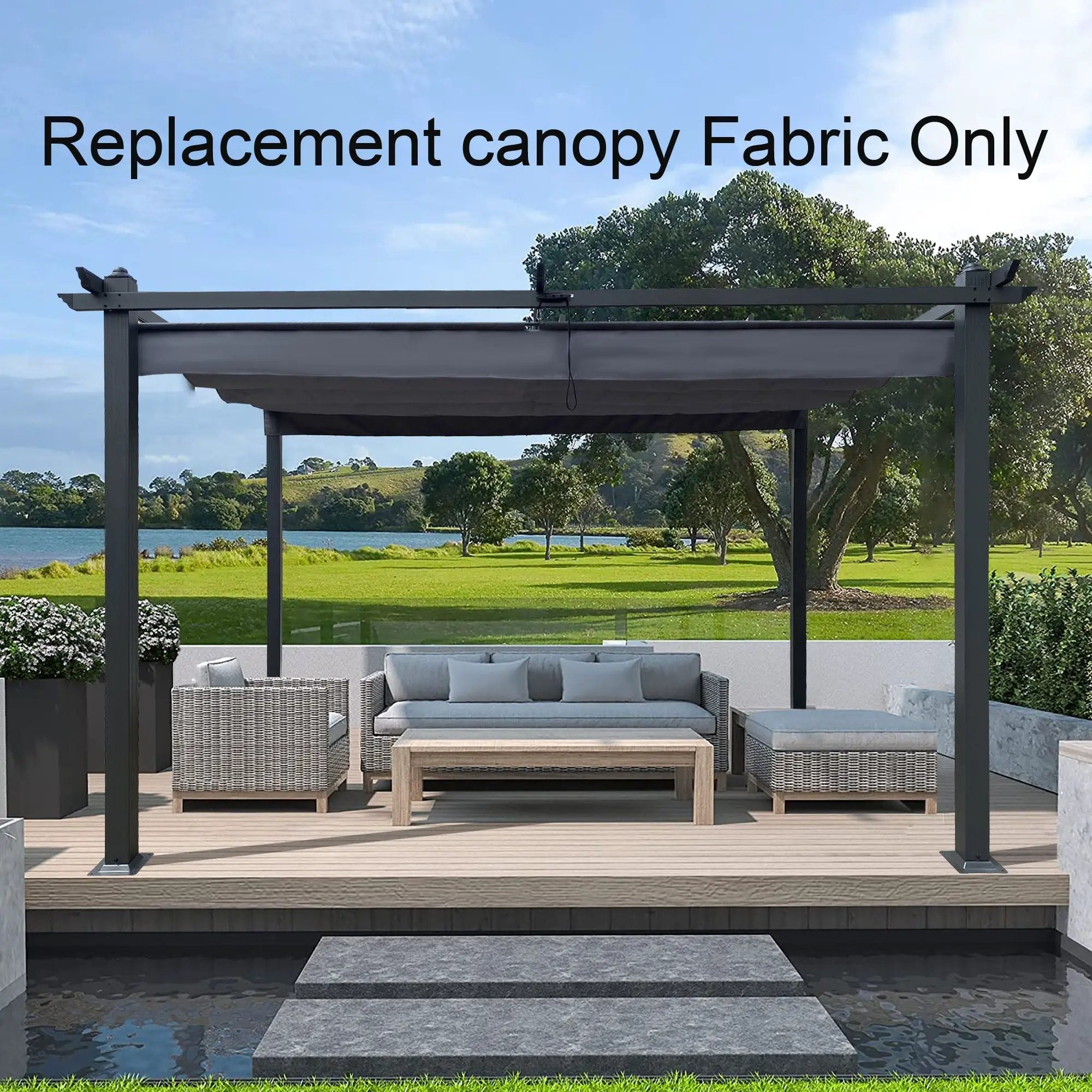 Replacement Canopy Top Cover Fabric For Outdoor Patio Retractable Pergola Sun-Shelter Canopy by Unique Piece Furniture
