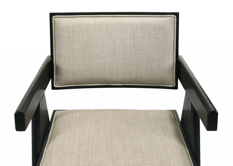 Jasper - Dining Arm Chairs With Upholstered Seat (Set of 2) - Ebony Black / Beige by HouseOfZazla