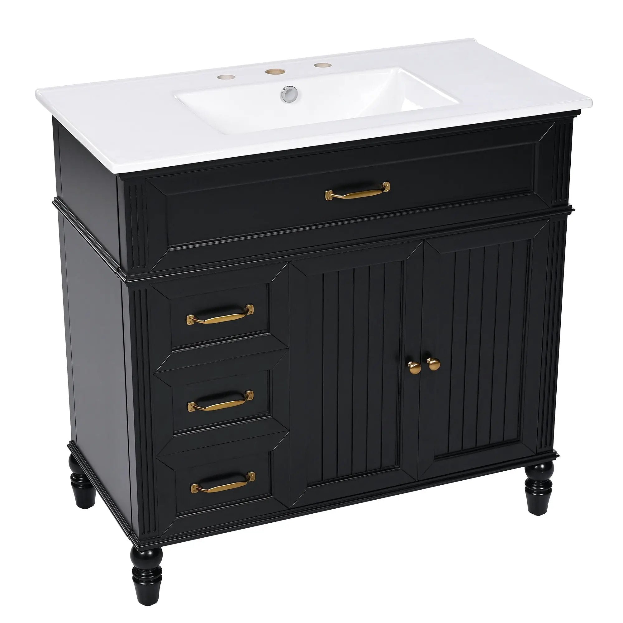 Bathroom Vanity With Sink, 2 Doors 2 Drawers, Freestanding Design by HouseOfZazla