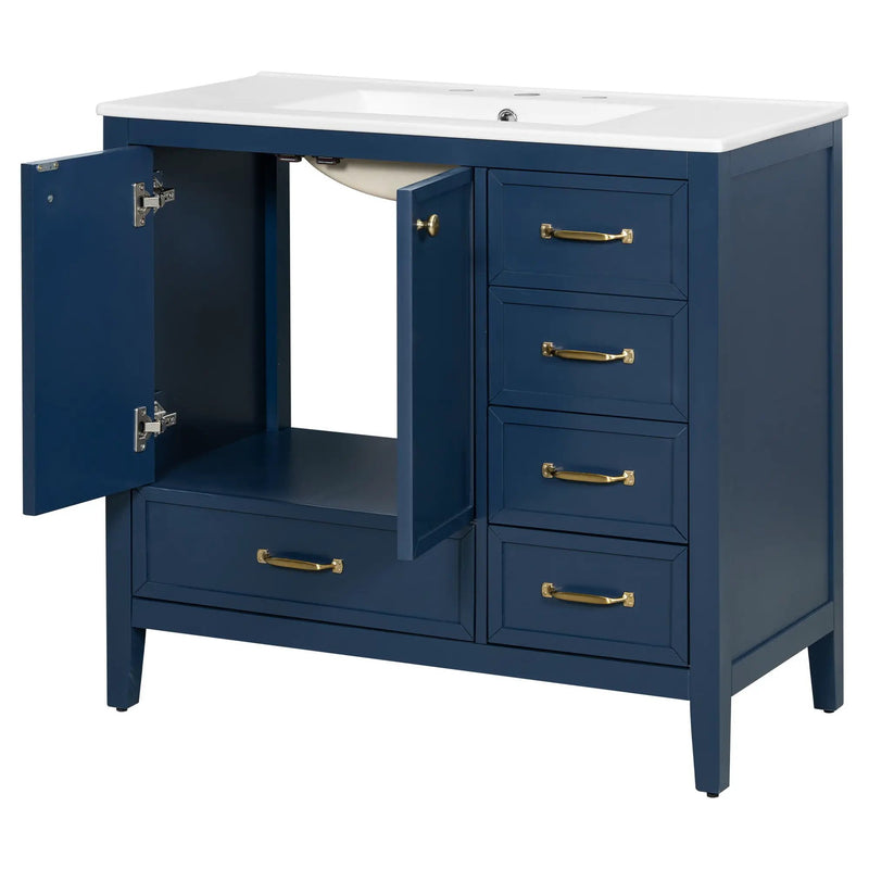 Elegant Vintage Bathroom Vanity With Sink and Soft Closing Drawers by HouseOfZazla