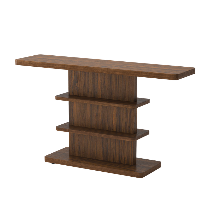 63" Vintage Narrow Console Table with 2 Tier Open Storage Shelves by HouseOfZazla