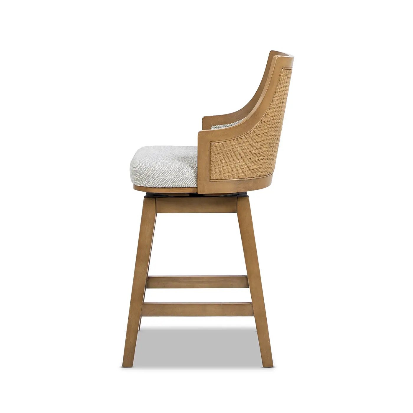 Bahama 26" Cane Rattan High-Back Swivel Counter Stool with Recessed Arms by HouseOfZazla
