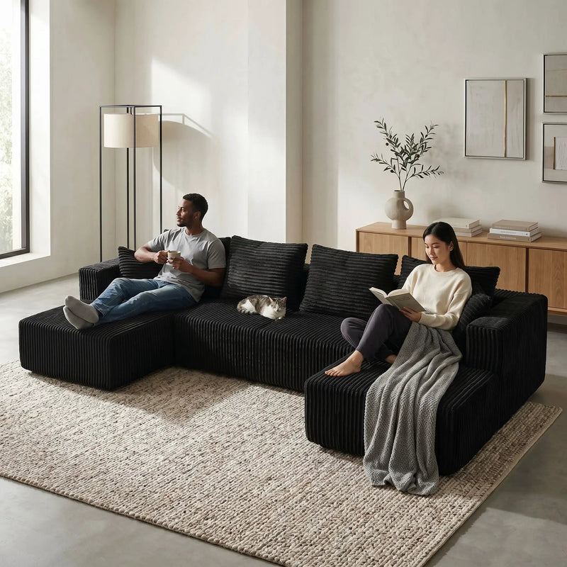132.1 Inch Modular Sectional Sofa with Double Chaise by HouseOfZazla
