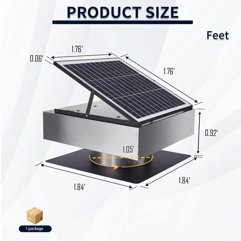 12" Stainless Steel Solar Roof Vent Fan, 40W Tilt Adjustable Solar Panel by HouseOfZazla