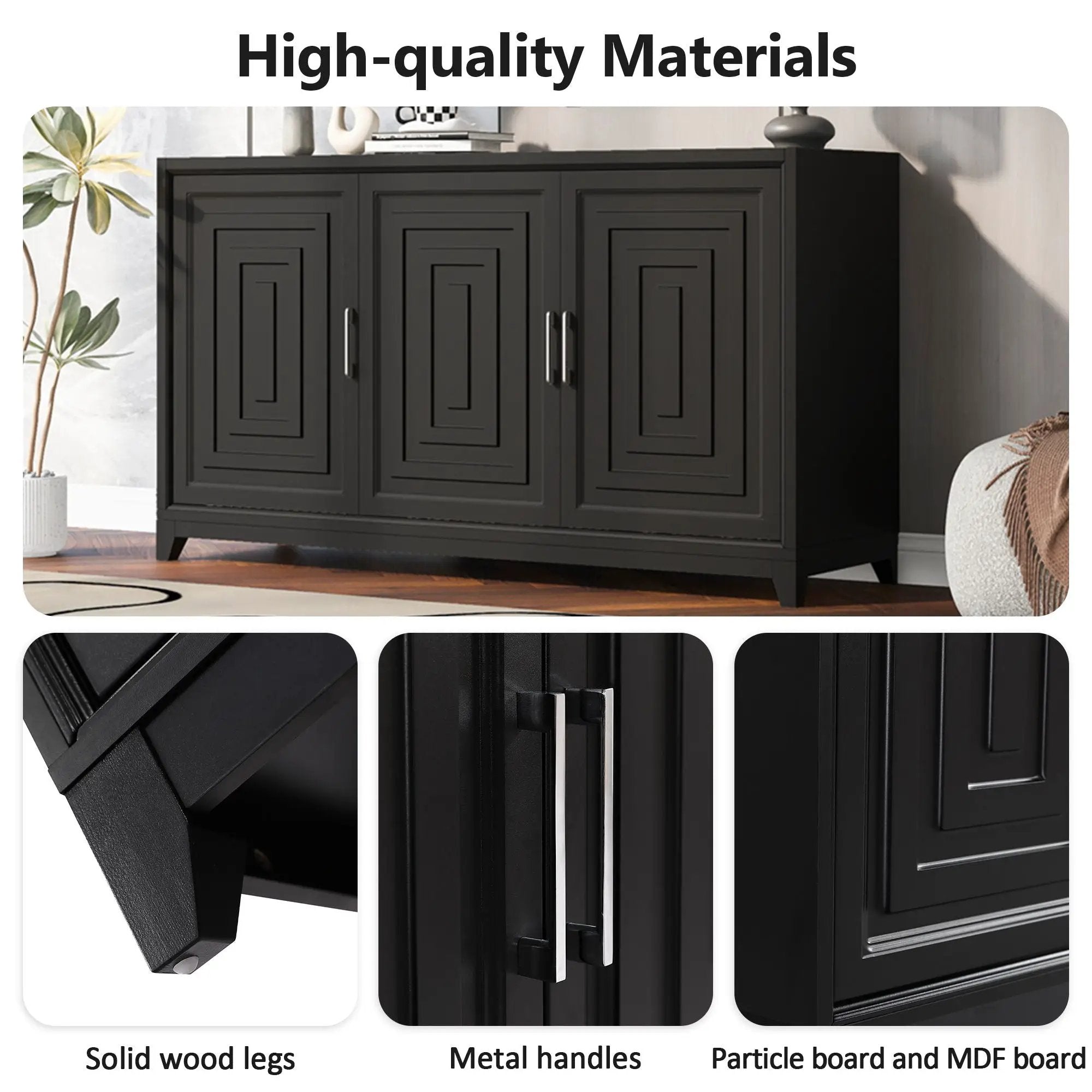 TV Stand For TVs Up To 65", Modern Entertainment Center Media Console Cabinet With 2 Spacious Storage Space, Solid Wood Legs For Living Room by Unique Piece Furniture