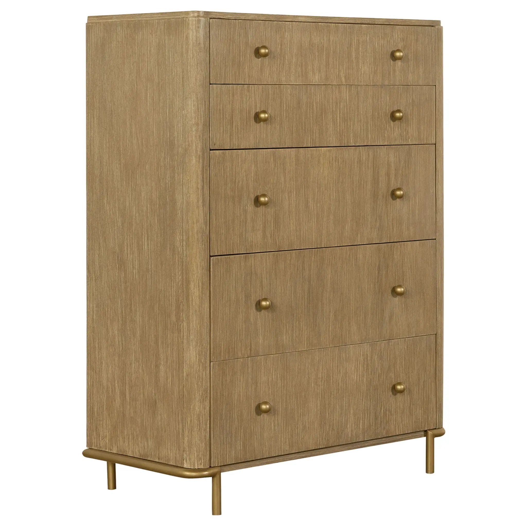 Stevie - Rectangular 5 Drawer Chest - Sand by HouseOfZazla