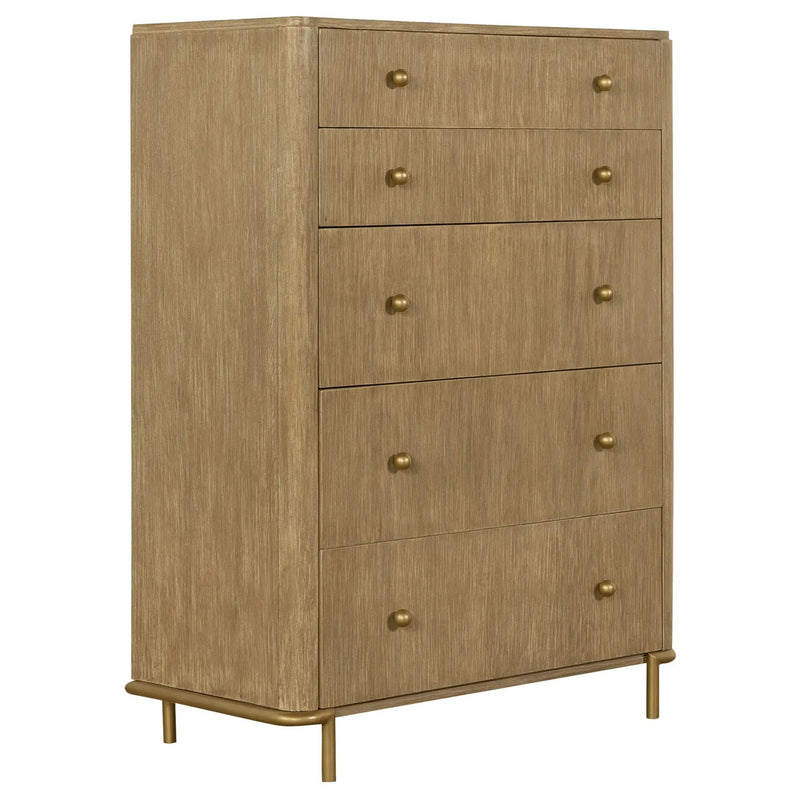 Stevie - Rectangular 5 Drawer Chest - Sand by HouseOfZazla