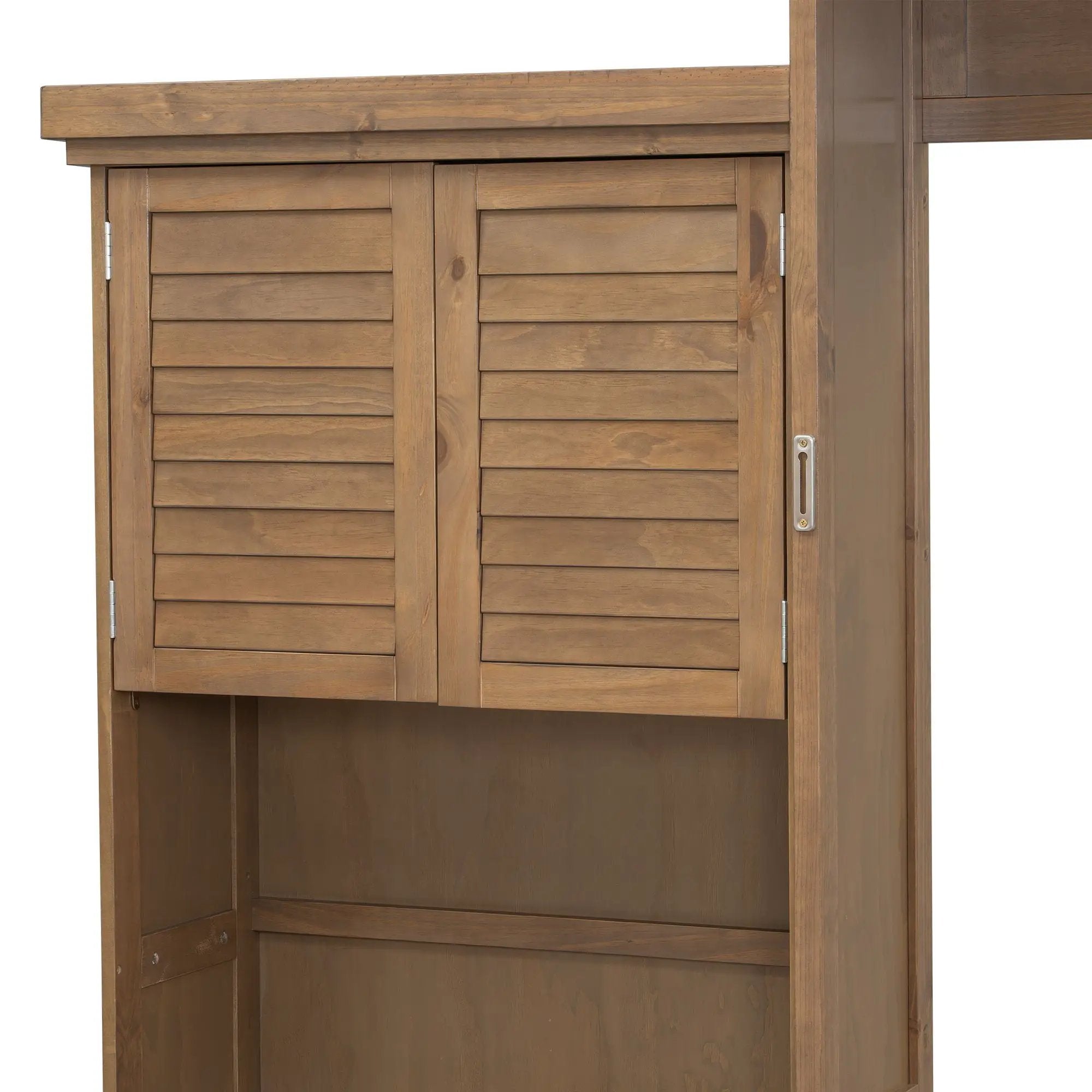 Queen Size Murphy Bed With Louvered Design And Multiple Storage Shelves - Wood by Unique Piece Furniture