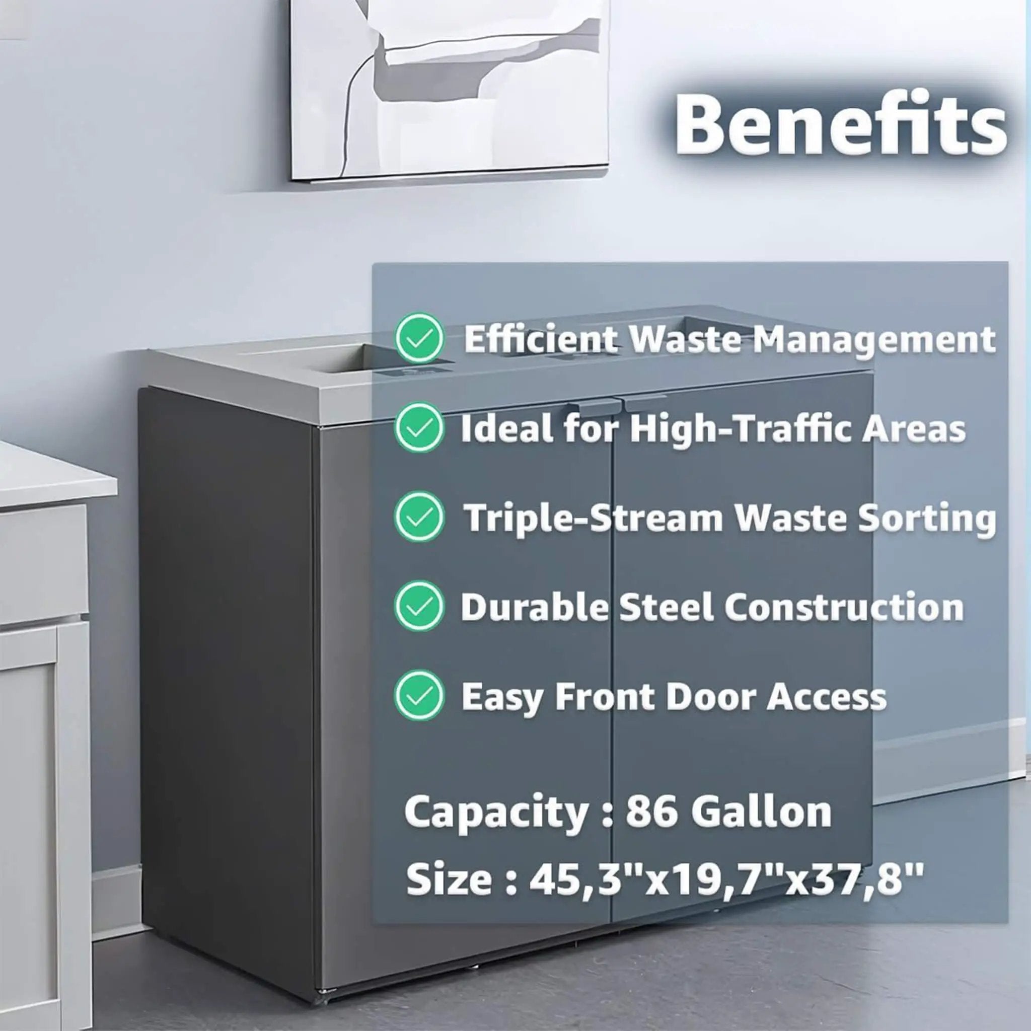 86-Gallon Heavy-Duty Commercial Steel Three-Stream Trash Can Cabinet (SAK80591) by SAKSBY WHOLESALE
