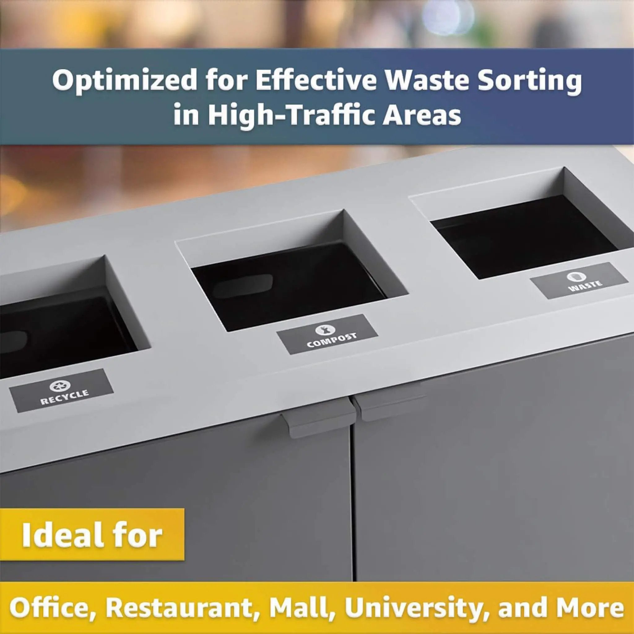 86-Gallon Heavy-Duty Commercial Steel Three-Stream Trash Can Cabinet (SAK80591) by SAKSBY WHOLESALE