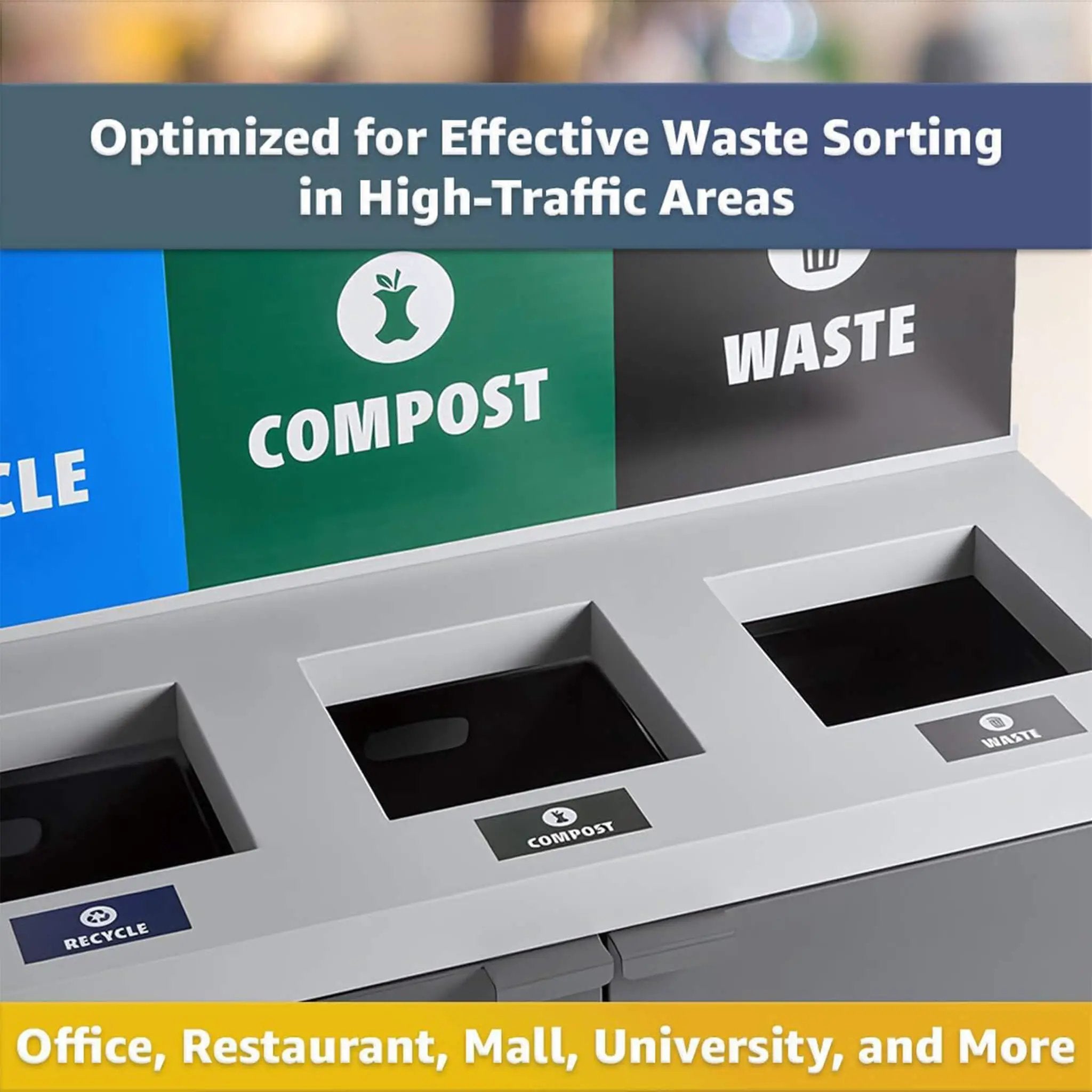 86-Gallon Heavy-Duty Commercial Steel Three-Stream Trash Can Cabinet With Panel (SAK96241) by SAKSBY WHOLESALE