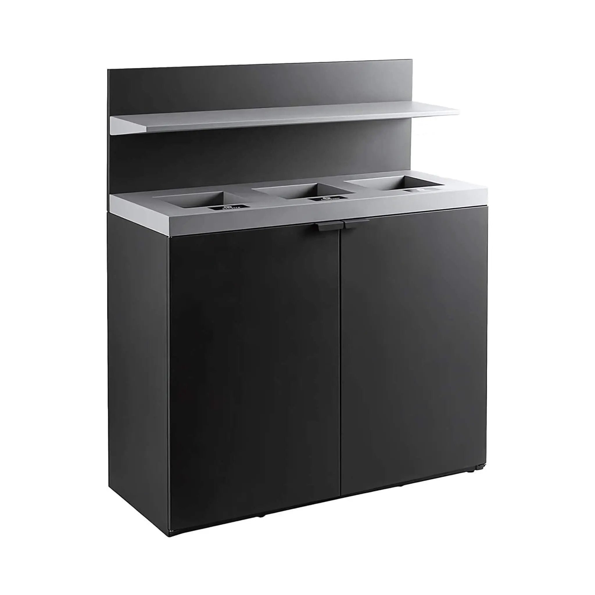 86-Gallon Heavy-Duty Commercial Steel Three-Stream Trash Can Cabinet With Tray Holder (SAK31860) by SAKSBY WHOLESALE