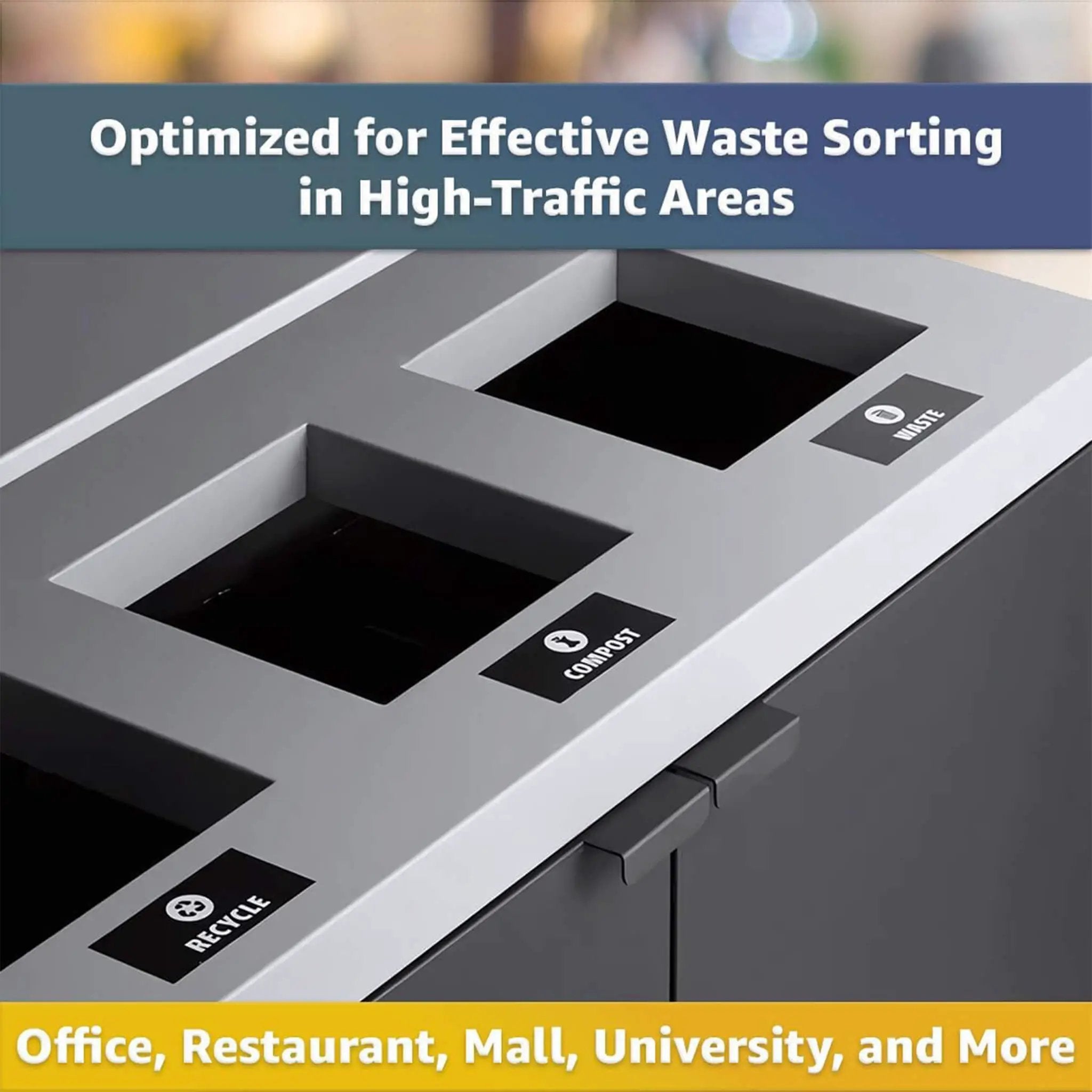 86-Gallon Heavy-Duty Commercial Steel Three-Stream Trash Can Cabinet With Tray Holder (SAK31860) by SAKSBY WHOLESALE