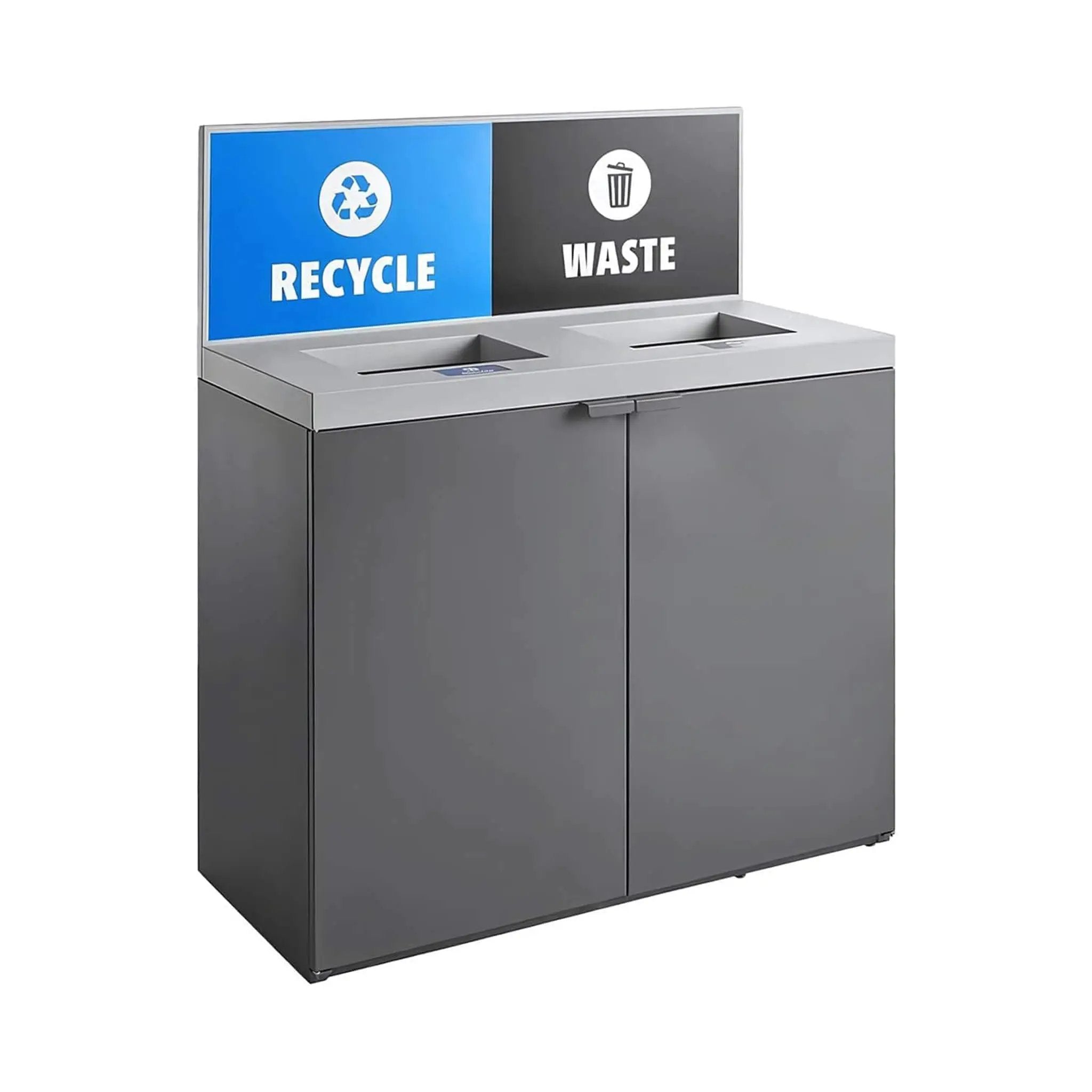 86-Gallon Heavy-Duty Commercial Steel Two-Stream Trash Can Cabinet With Panel (SAK73108) by SAKSBY WHOLESALE