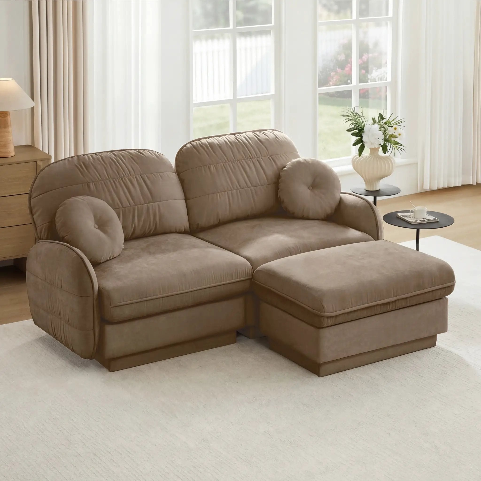 Chenille Cloud L-Shaped Loveseat Sofa by HouseOfZazla