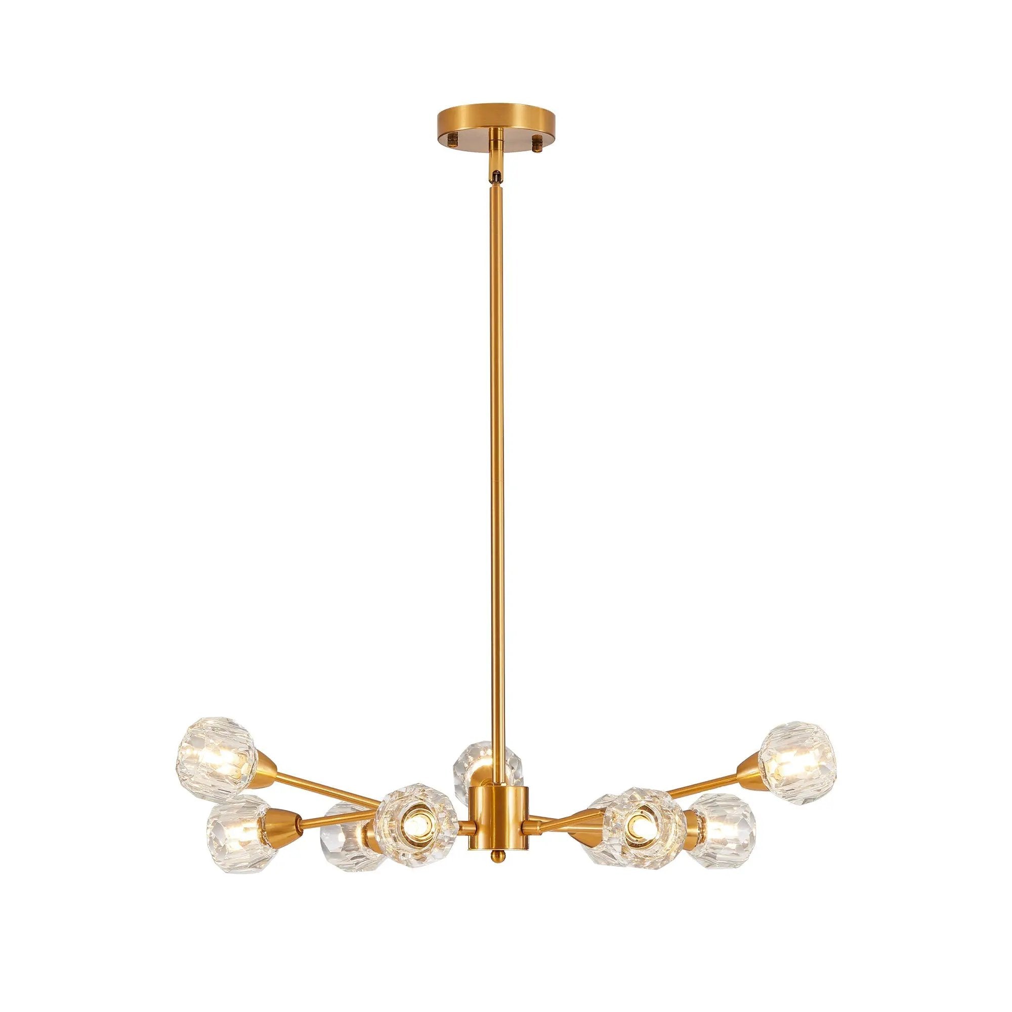 28" Modern Crystal Chandelier with 9 Lights in Golden Finish by HouseOfZazla
