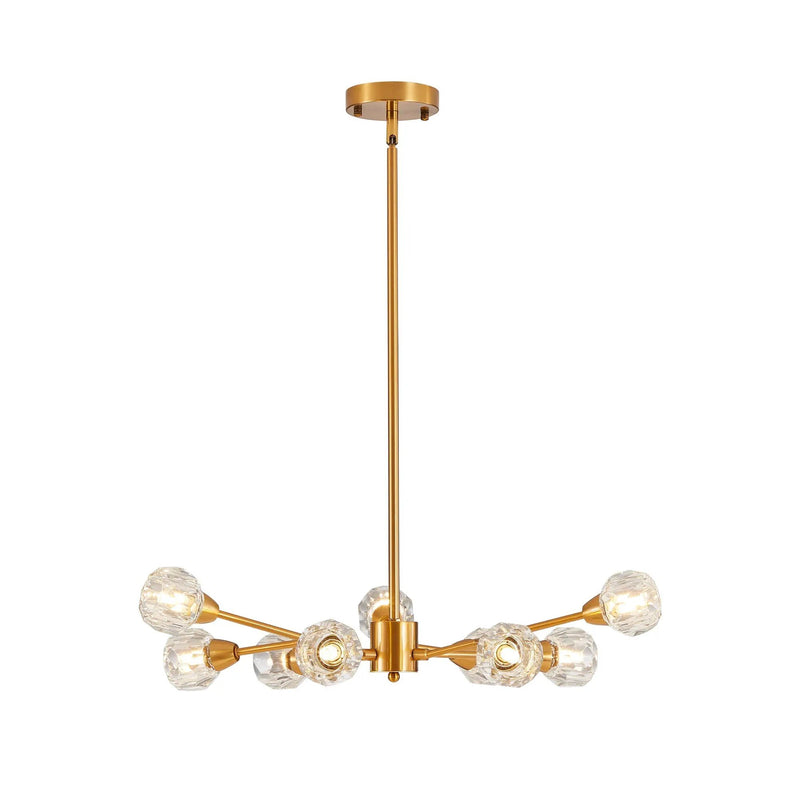 28" Modern Crystal Chandelier with 9 Lights in Golden Finish by HouseOfZazla