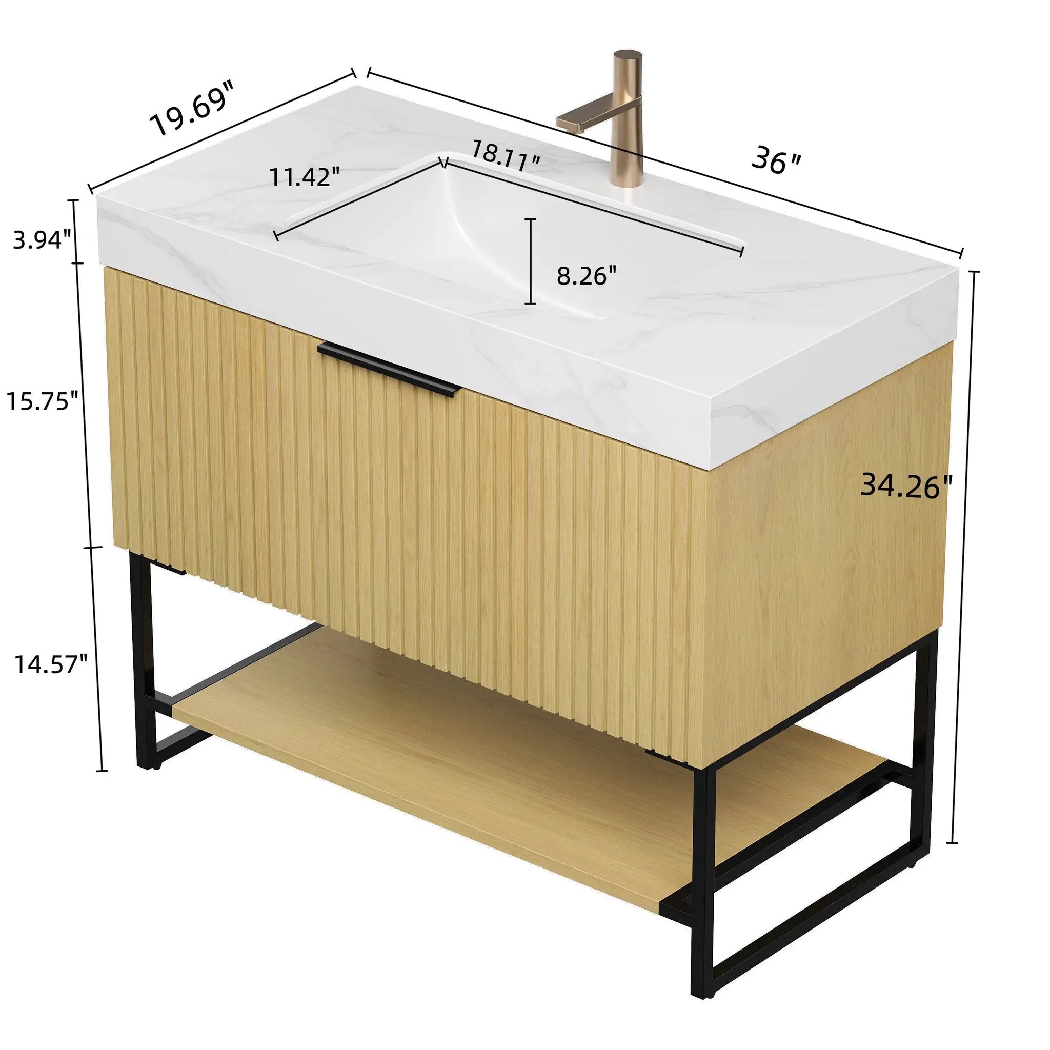 YOLAN 36" Bathroom Vanity & Sink by HouseOfZazla