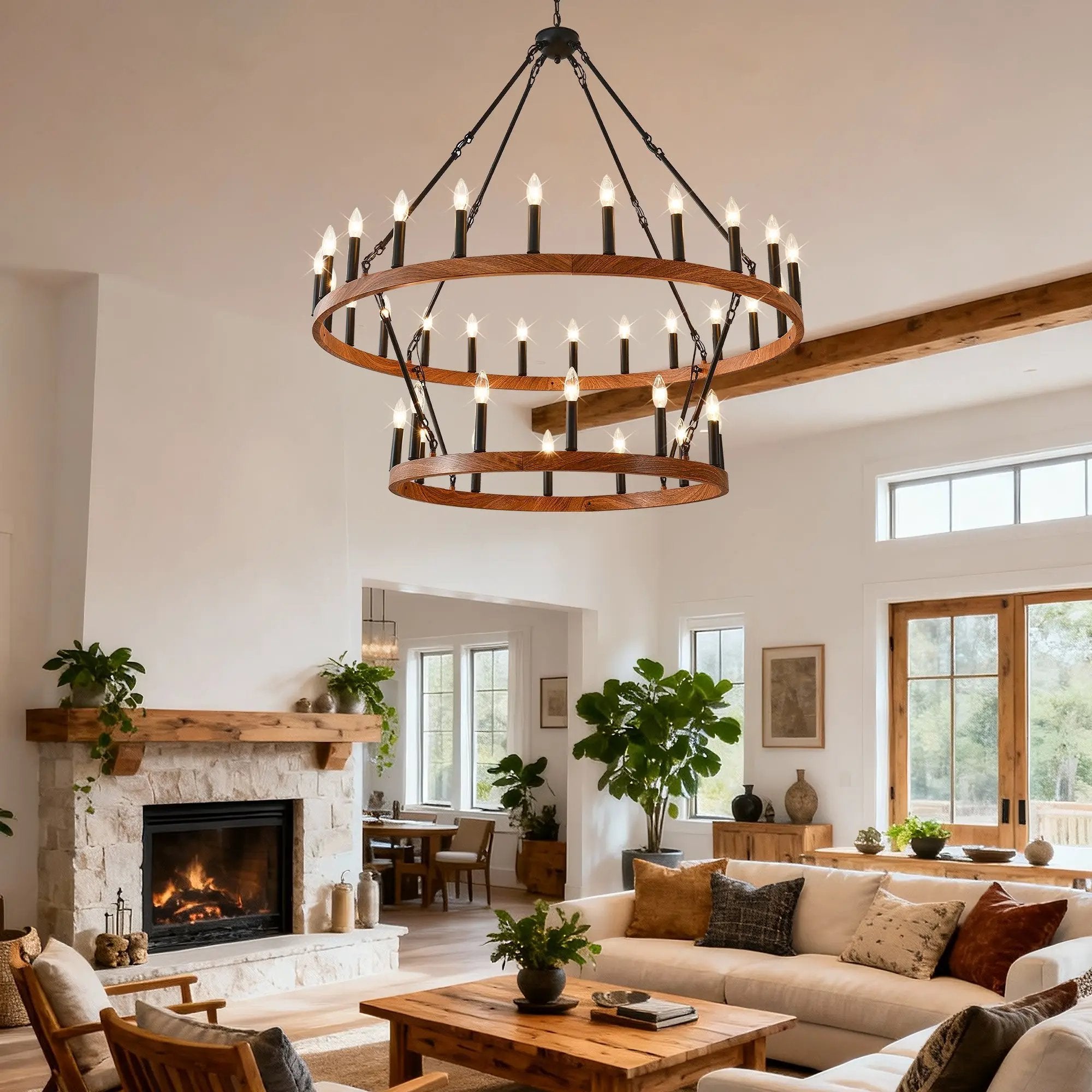 47.24 Inch Large Wagon Wheel Chandelier by HouseOfZazla