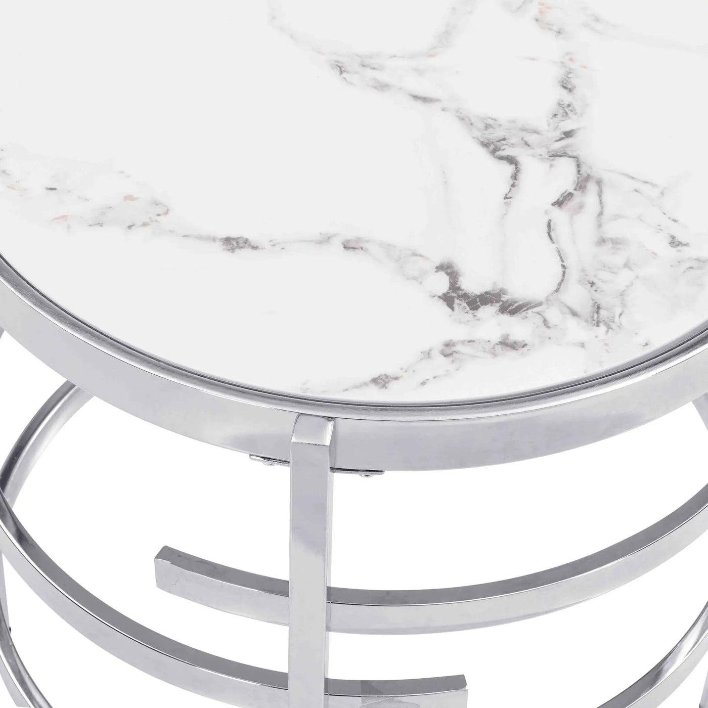 Elegant Round Table With Sintered Stone Top & Sturdy Metal Frame by Unique Piece Furniture