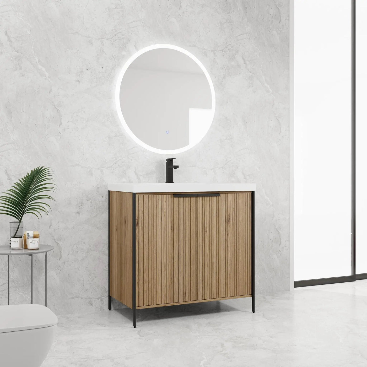 Modern Freestanding Bathroom Vanity With Resin Sink & Soft Close Cabinet Doors by HouseOfZazla