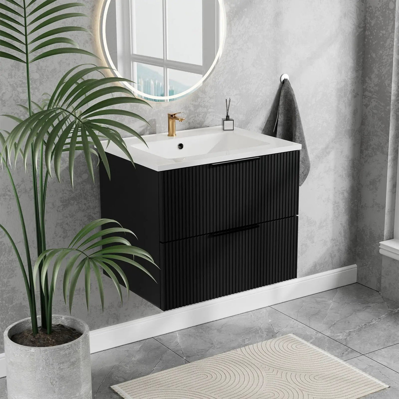 Modern Wall Mounted Floating Bathroom Vanity With Sink And Drawers by HouseOfZazla