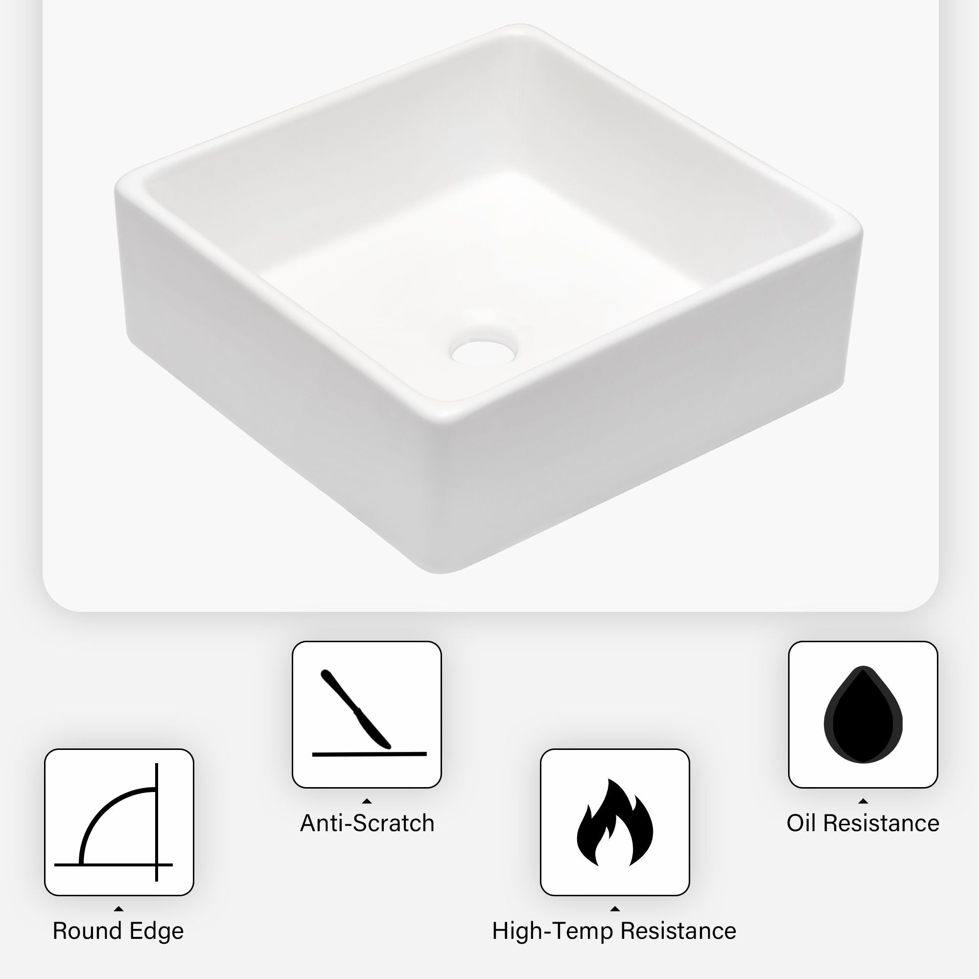 Elegant European Style Ceramic Square Vessel Bathroom Sink - White by HouseOfZazla