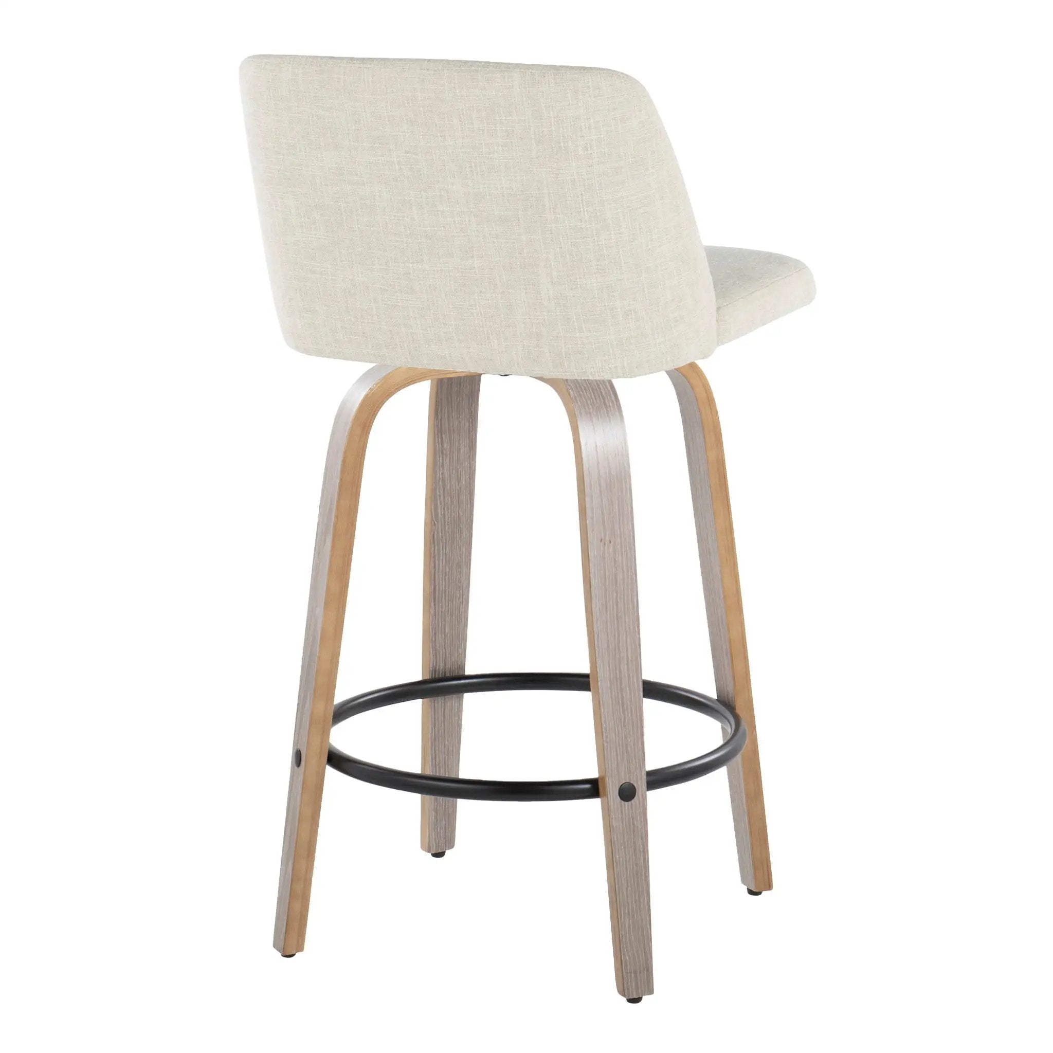 Toriano - Contemporary Fixed Height Counter Stool Swivel & Round Footrest (Set of 2) by Unique Piece Furniture
