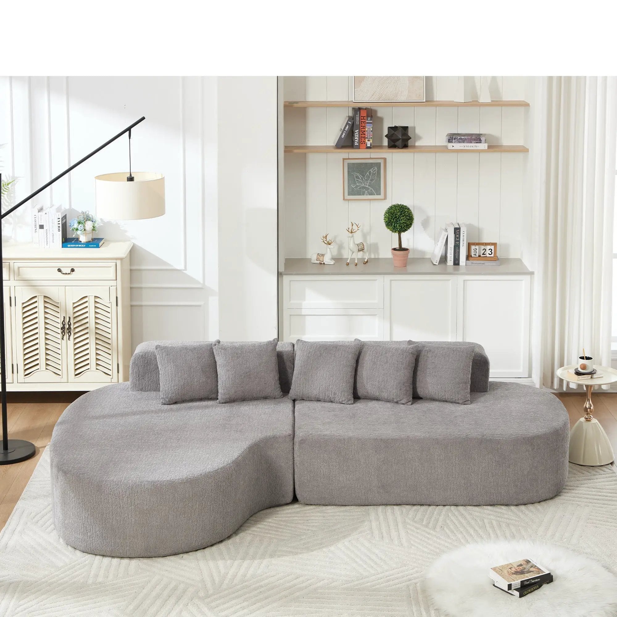 110.2" * 62" Boneless Sectional Curved Sofa with 5 Pillows by HouseOfZazla