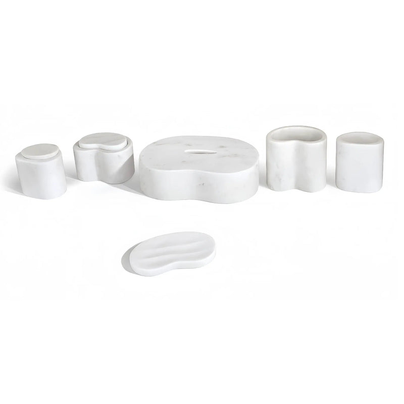 Elegant Natural Marble Bathroom Accessories Set by HouseOfZazla