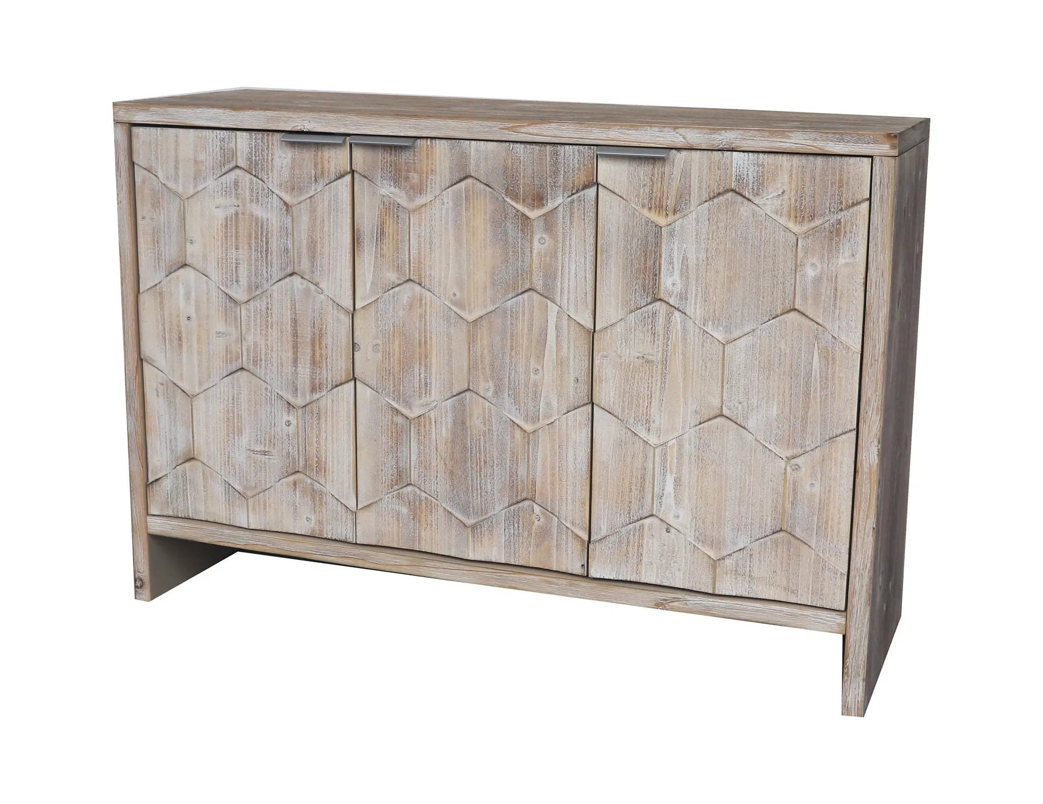 Accent Cabinet Farmhouse Style 3 Door Wooden Cabinet Sideboard Buffet Server Cabinet Storage Cabinet, For Living Room - Natural Wood Wash by HouseOfZazla