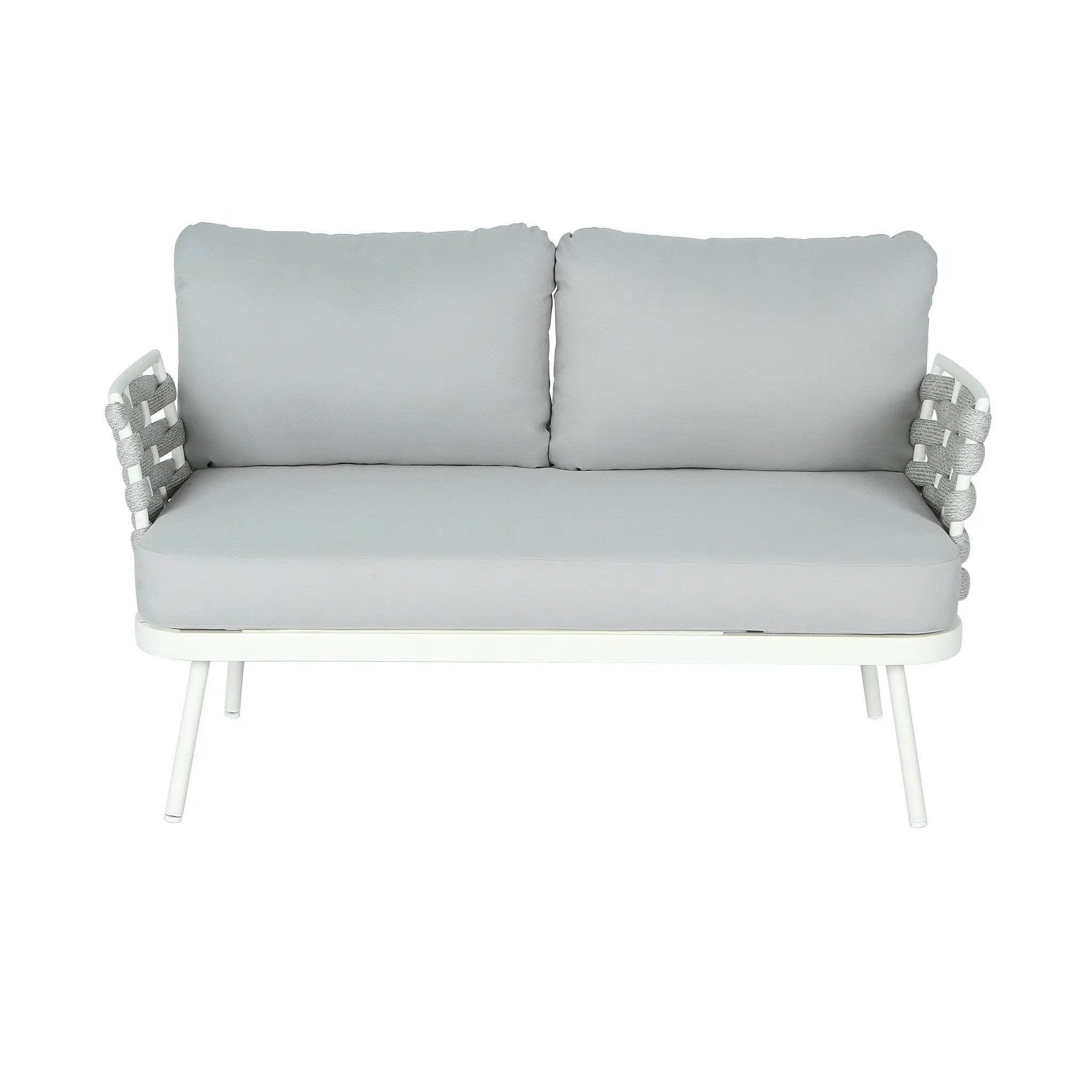 Mariano Steel Loveseat and Table, Off White & Grey by HouseOfZazla