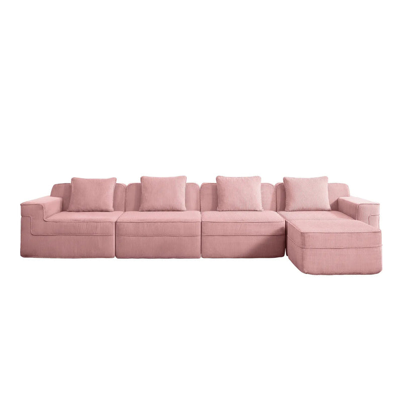 Modular 4 Seat L Shape Sectional Boneless Sofa by HouseOfZazla