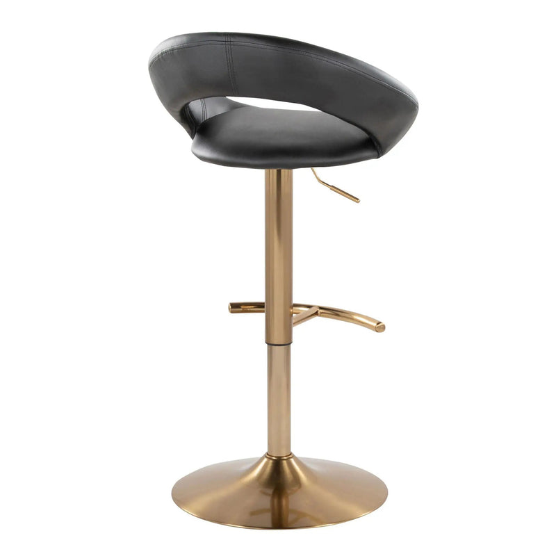 Posh - Contemporary / Glam Adjustable Barstool With Swivel With Rounded T Footrest (Set of 2) by Unique Piece Furniture