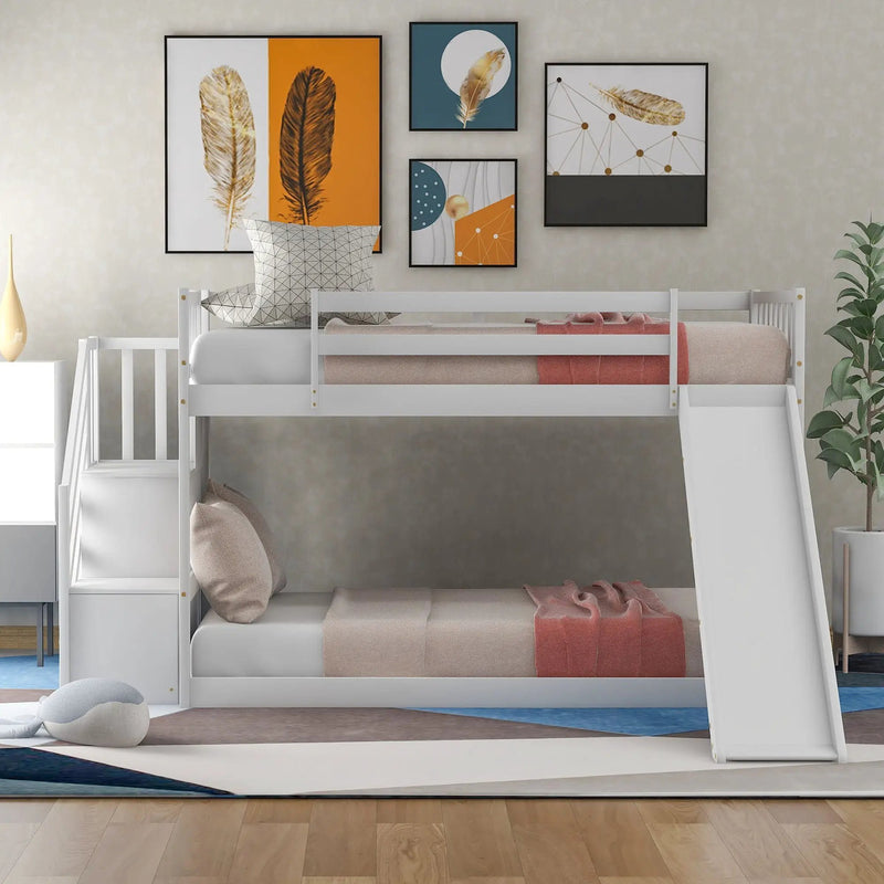 Bunk Bed With Convertible Slide And Stairway by Unique Piece Furniture