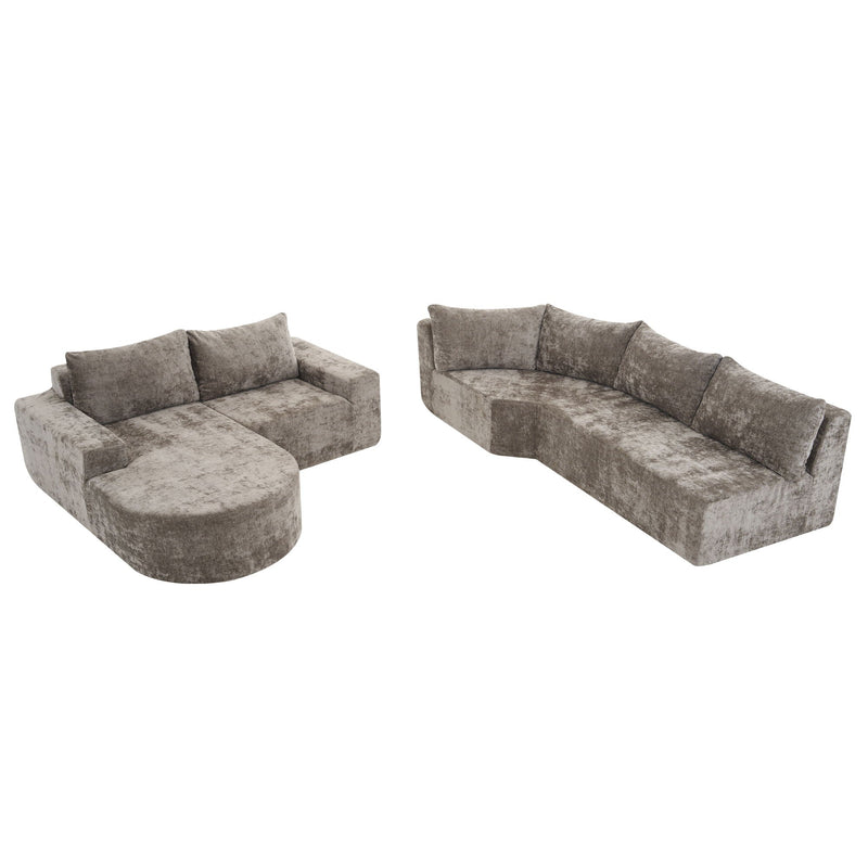 Modular Cloud Sectional Sofa Set, U-Shaped Upholstered Couch With Deep Seat by HouseOfZazla