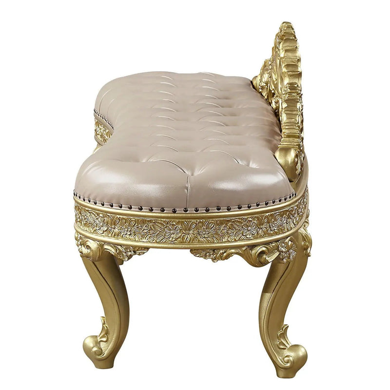 Cabriole - Synthetic Leather Bench - Gold by Unique Piece Furniture