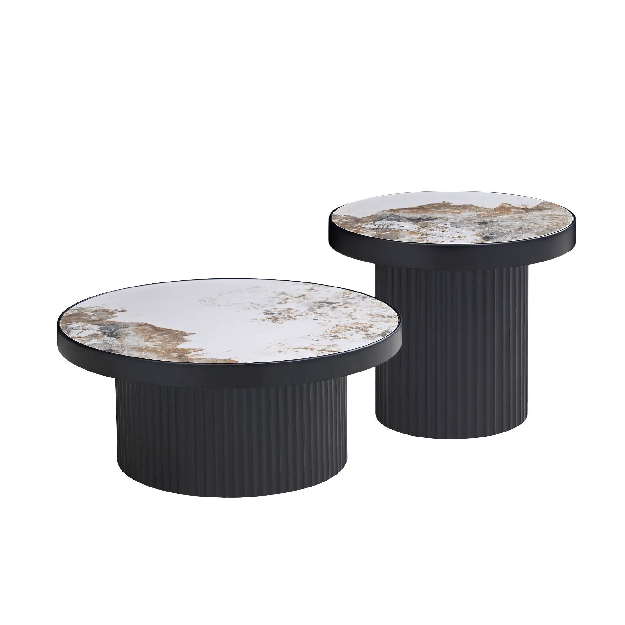 Set of 2 Coffee Tables with Sintered Stone Tabletops by HouseOfZazla