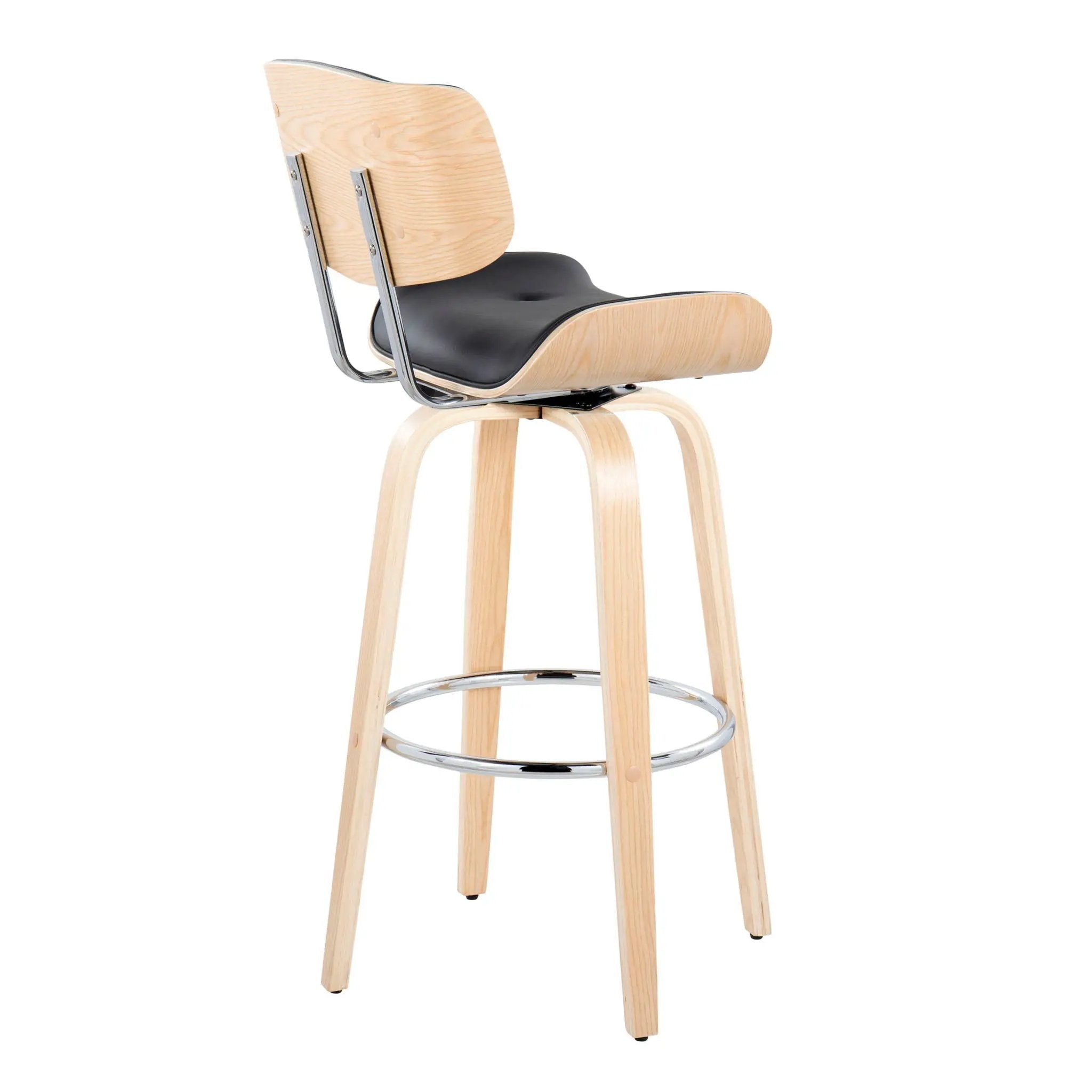 Lombardi - Mid Century Modern Fixed Height Barstool With Swivel With Round Footrest (Set of 2) by Unique Piece Furniture