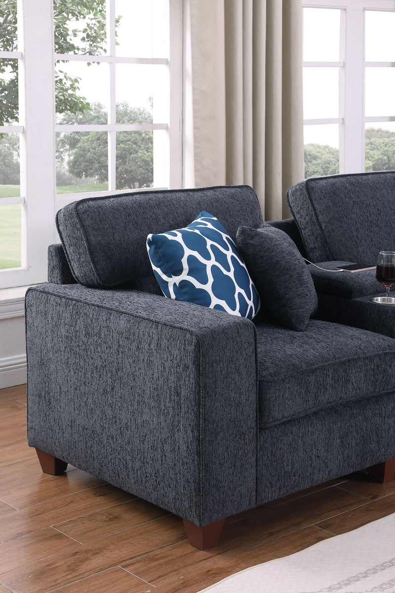 Lily - Sectional Sofa With Ottoman - Black by HouseOfZazla